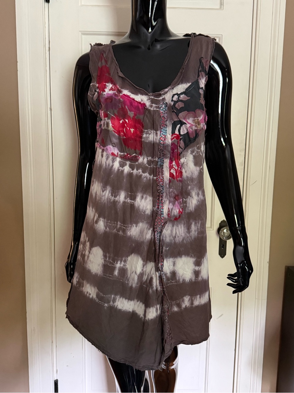 Vintage Gregory Parkinson Silk Tie-Dye Chiffon Applique Dress